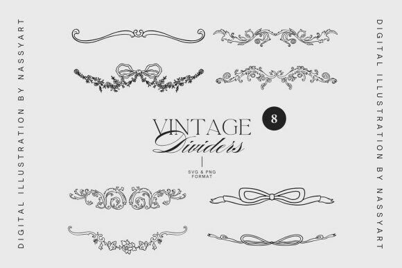8 Decorative Vintage Dividers Set