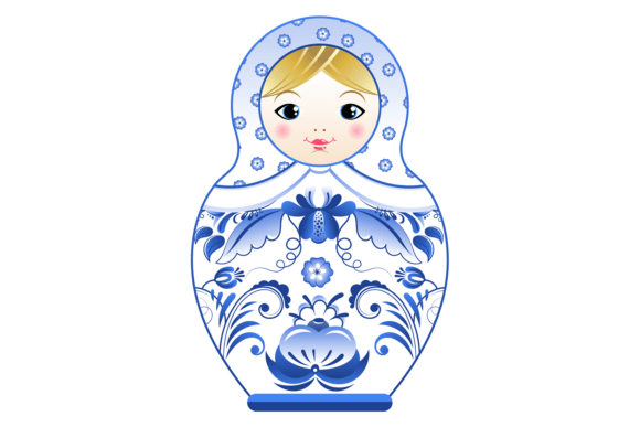 Blue Ornament Russian Doll Graphics