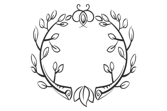 Botanical Wreath Drawing Graphics for Branding and Marketing