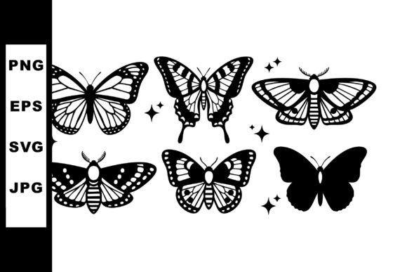 Butterfly Silhouettes with Decorative Stars