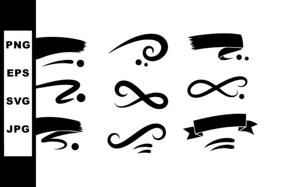 Decorative Black Swirl and Brush Stroke Graphics