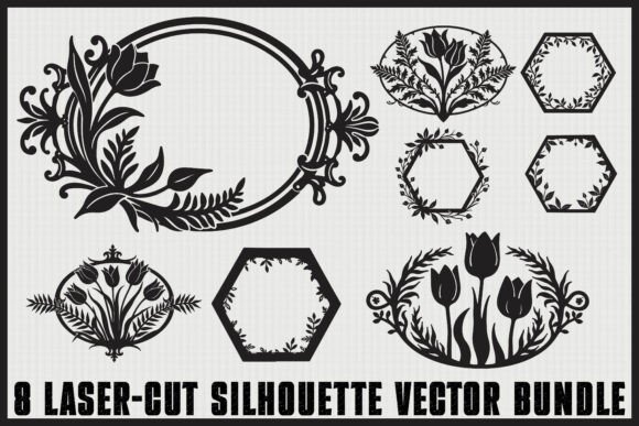 Decorative Border Silhouette Set Graphics