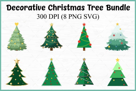 Decorative Christmas Tree SVG PNG Bundle: Graphics & Illustrations