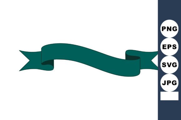 Decorative Green Ribbon Banner with Curl for Graphics and Illustrations