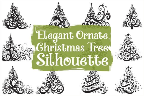 Decorative Holiday Tree Silhouette Graphics for Festive Design