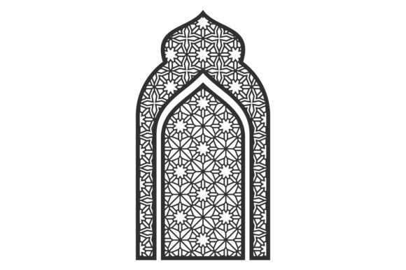 Decorative Islamic Window. Ornate Arabia Graphics