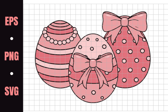 Decorative Pink Easter Eggs with Bows Graphics