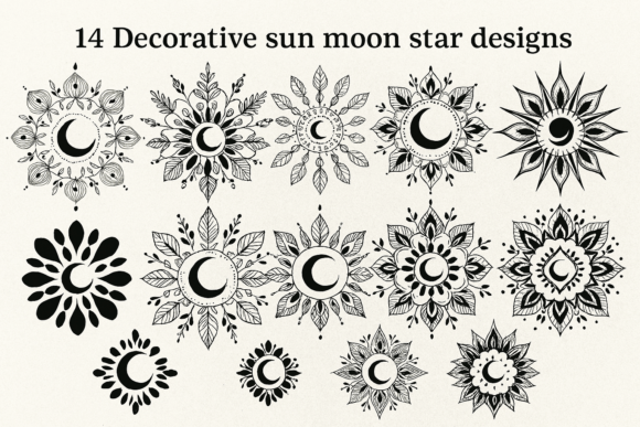 Decorative Sun Moon Star Graphics
