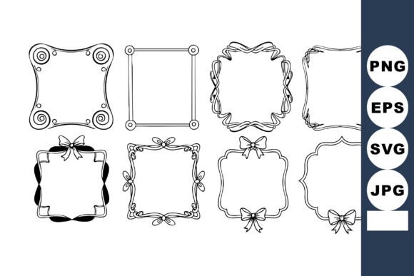 Decorative Vintage Frames with Bows and Graphics