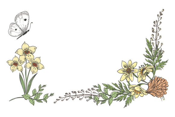 Garden Botany Frame Graphics for Editorial Design