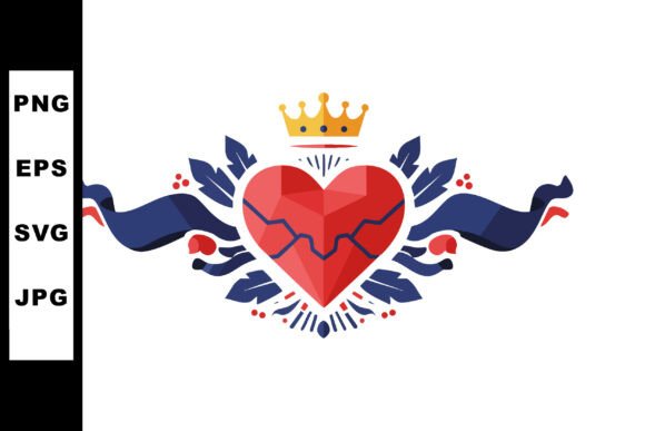 Heart Emblem with Crown and Decorative B Graphics