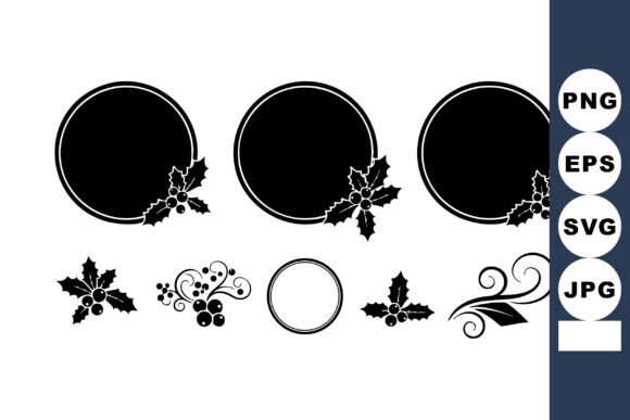 Holly Berry Round Frames Graphics & Illustrations