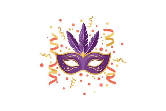 Purple Carnival Mask Graphics for Editorial Use