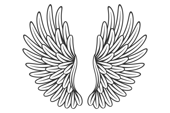 Stylized Tribal Wings for Embroidery