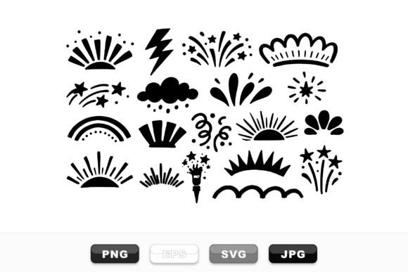 Sunburst Decorative Clipart Set: Graphics & Illustrations