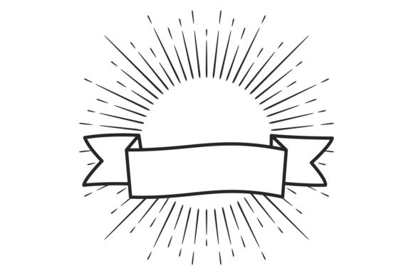 Sunburst Emblem with Decorative Ribbon Graphics