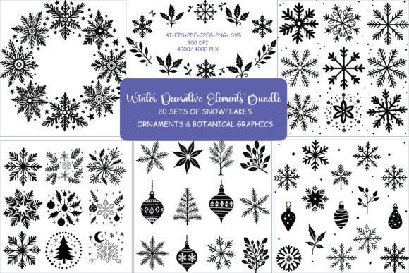Winter Decorative Elements Set: Graphics & Illustrations for Real Crafting